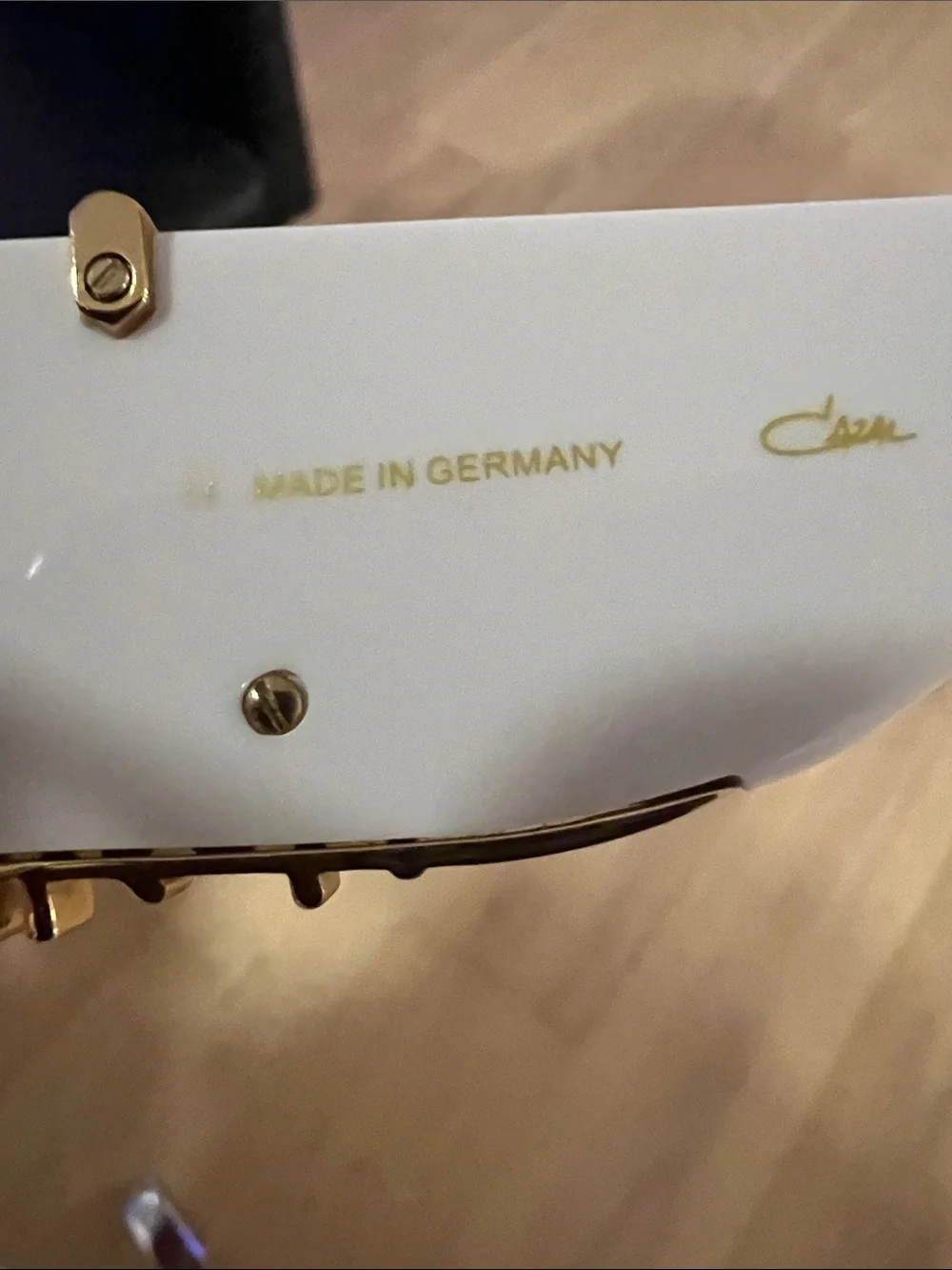 Cazal Gold Frame Sunglasses with Brown Lenses and White Temples